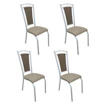 Kit 4 Cadeiras para Cozinha Paris Branco Craquelado/Bege 2398 - Wj Design