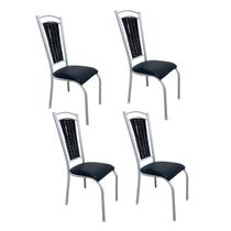 Kit 4 Cadeiras para Cozinha Paris Branco Craquelado/Preto 2398 - Wj Design