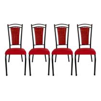 Kit 4 Cadeiras para Cozinha Paris Preto Craquelado/Vermelho 103 - Wj Design
