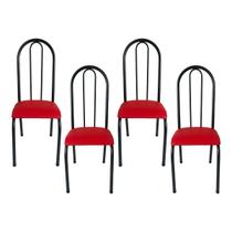 Kit 4 Cadeiras para Cozinha Requinte Preto/Vermelho 381 - Wj Design