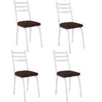 Kit 4 Cadeiras Para Cozinha Tubular D-13 Nara De Aço Branco-imbuia