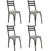 Kit 4 Cadeiras Para Cozinha Tubular D-13 Nara De Aço Preto/cedro