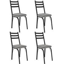 Kit 4 Cadeiras Para Cozinha Tubular D-13 Nara De Aço Preto/grafiato