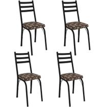 Kit 4 Cadeiras Para Cozinha Tubular D-13 Nara De Aço Preto-mosaico Palha Kit 4 Cadeiras Para Cozinha Tubular D-13 Nara De Aço Preto-mosaico Palha