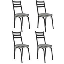 Kit 4 Cadeiras Para Cozinha Tubular D-13 Nara De Aço Preto/platina