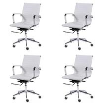 Kit 4 Cadeiras para Escritório Diretor Esteirinha com Relax material sintético 3301 Or Design
