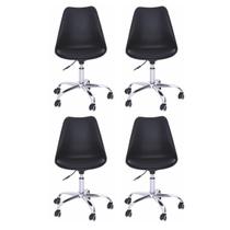 Kit 4 Cadeiras para Escritório Eames Estofada Preto