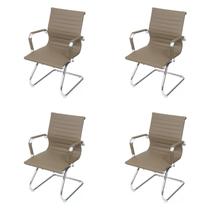 Kit 4 Cadeiras para Escritório Interlocutor Base Fixa Esteirinha material sintético 3301 Or Design