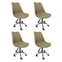 Kit 4 Cadeiras para Escritório Secretária Decorativa Eames Chicago Fendi