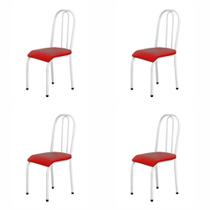 Kit 4 Cadeiras Para Mesa De Jantar 104 Branco/Vermelho