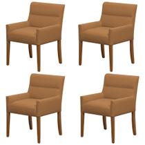 Kit 4 Cadeiras Para Mesa de Jantar Angel Base Madeira Corano Caramelo - Nexta Casa