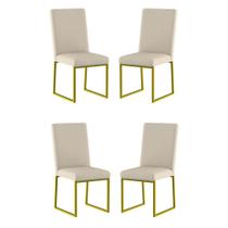 Kit 4 Cadeiras Para Mesa De Jantar Base Industrial Dourado Balaqui