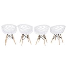 Kit 4 Cadeiras Para Mesa De Jantar Cozinha Web Wood Branca Cor da estrutura da cadeira Marrom Cor do assento Branco