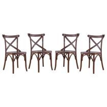 Kit 4 Cadeiras para Mesa de Jantar Espanha 39 x 94 Cm Madeira Maciça Tauari Verniz