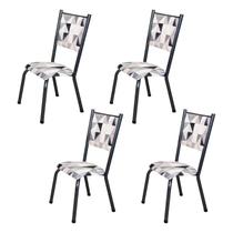 Kit 4 Cadeiras para Sala de Jantar Ametista Katar / Prata Martelado