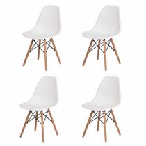 Kit 4 Cadeiras para Sala de Jantar Base de Madeira Eiffel Branca