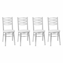 Kit 4 Cadeiras para Sala de Jantar CC34 Debrum Cinza/Cromado/Branco Kit 4 Cadeiras para Sala de Jantar CC34 Debrum Cinza/Cromado/Branco