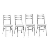 Kit 4 Cadeiras para Sala de Jantar CC80 Debrum Cinza/Cromado/Branco Kit 4 Cadeiras para Sala de Jantar CC80 Debrum Cinza/Cromado/Branco