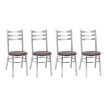 Kit 4 Cadeiras para Sala de Jantar CC81 Cinza/Cromado/Marrom Kit 4 Cadeiras para Sala de Jantar CC81 Cinza/Cromado/Marrom