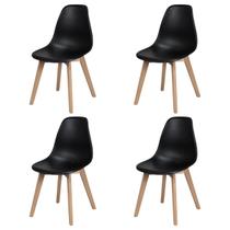 Kit 4 Cadeiras para Sala de Jantar Eames Wood Fendi Design Moderno Kit 4 Cadeiras para Sala de Jantar Eames Wood Fendi Design Moderno