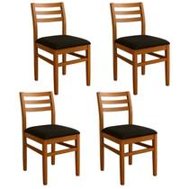 Kit 4 Cadeiras para Sala de Jantar em Madeira Maciça Diamante Mel Kit 4 Cadeiras para Sala de Jantar em Madeira Maciça Diamante Mel