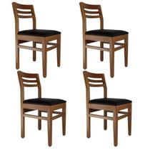 Kit 4 Cadeiras para Sala de Jantar em Madeira Maciça Diamante Preto/Marrom