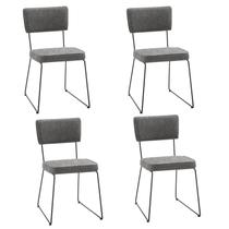 Kit 4 Cadeiras para Sala de Jantar Escritório Estofada Base em Aço Roma Cinza/Preto Kit 4 Cadeiras para Sala de Jantar Escritório Estofada Base em Aço Roma Cinza/Preto