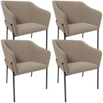 Kit 4 Cadeiras Para Sala de Jantar Estar Living Olívia L02 Bouclê Bege - Lyam Decor
