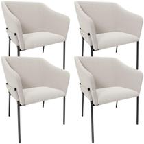 Kit 4 Cadeiras Para Sala de Jantar Estar Living Olívia L02 Bouclê Cru - Lyam Decor