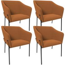Kit 4 Cadeiras Para Sala de Jantar Estar Living Olívia L02 Bouclê Terracota - Lyam Decor
