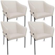 Kit 4 Cadeiras Para Sala de Jantar Estar Living Olívia L02 Linho Cru - Lyam Decor
