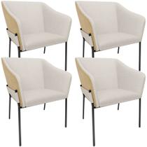 Kit 4 Cadeiras Para Sala de Jantar Estar Living Olívia L02 Linho Cru material sintético Fendi - Lyam Decor Kit 4 Cadeiras Para Sala de Jantar Estar Living Olívia L02 Linho Cru material sintético Fendi - Lyam Decor