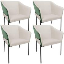 Kit 4 Cadeiras Para Sala De Jantar Estar Living Olívia L02 Linho Cru material sintético Verde - Lyam Decor Kit 4 Cadeiras Para Sala De Jantar Estar Living Olívia L02 Linho Cru material sintético Verde - Lyam Decor