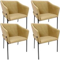 Kit 4 Cadeiras Para Sala De Jantar Estar Living Olívia L02 material sintético Fendi - Lyam Decor Kit 4 Cadeiras Para Sala De Jantar Estar Living Olívia L02 material sintético Fendi - Lyam Decor