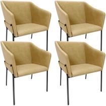 Kit 4 Cadeiras Para Sala de Jantar Estar Living Olívia L02 material sintético Fendi - Lyam Decor Kit 4 Cadeiras Para Sala de Jantar Estar Living Olívia L02 material sintético Fendi - Lyam Decor