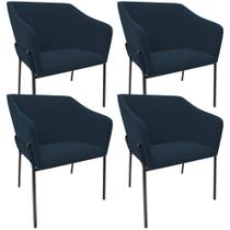 Kit 4 Cadeiras Para Sala De Jantar Estar Living Olívia L02 Suede Azul - Lyam Decor Kit 4 Cadeiras Para Sala De Jantar Estar Living Olívia L02 Suede Azul - Lyam Decor