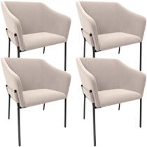 Kit 4 Cadeiras Para Sala de Jantar Estar Living Olívia L02 Suede Bege - Lyam Decor Kit 4 Cadeiras Para Sala de Jantar Estar Living Olívia L02 Suede Bege - Lyam Decor