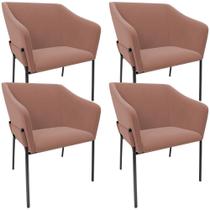 Kit 4 Cadeiras Para Sala De Jantar Estar Living Olívia L02 Suede Rosê - Lyam Decor