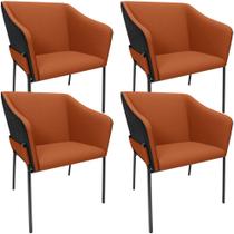 Kit 4 Cadeiras Para Sala de Jantar Estar Living Olívia L02 Terracota material sintético Preto - Lyam Decor