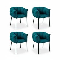 Kit 4 Cadeiras para Sala de Jantar Estofadas com Base de Aço Joy Kit 4 Cadeiras para Sala de Jantar Estofadas com Base de Aço Joy