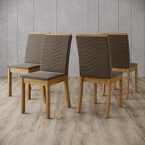 Kit 4 Cadeiras para Sala de Jantar Isa Marrom/Nature/Bege