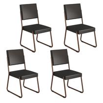 Kit 4 Cadeiras para Sala de Jantar Napoli Preto/Liso/Marrom