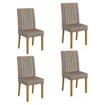 Kit 4 Cadeiras para Sala de Jantar Pés em Madeira Maciça Mari