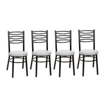 Kit 4 Cadeiras para Sala de Jantar Pintadas CP34 Debrum Preto/Branco Kit 4 Cadeiras para Sala de Jantar Pintadas CP34 Debrum Preto/Branco