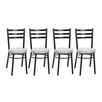 Kit 4 Cadeiras para Sala de Jantar Pintadas CP80 Debrum Preto/Branco Kit 4 Cadeiras para Sala de Jantar Pintadas CP80 Debrum Preto/Branco