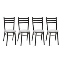 Kit 4 Cadeiras para Sala de Jantar Pintadas CP81 Preto/Branco Kit 4 Cadeiras para Sala de Jantar Pintadas CP81 Preto/Branco