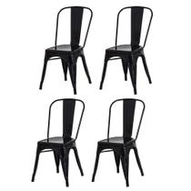 Kit 4 Cadeiras para Sala de Jantar Tolix Iron Industrial Preta - Cadeiras INC