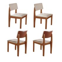 Kit 4 Cadeiras para Sala de Jantar Turim Castanho Cinamomo/Creme/Off White