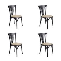 Kit 4 Cadeiras Paris Luxo Estofadas Estrutura Aço Resistente para Mesa de Jantar - Preta/bege Kit 4 Cadeiras Paris Luxo Estofadas Estrutura Aço Resistente para Mesa de Jantar - Preta/bege