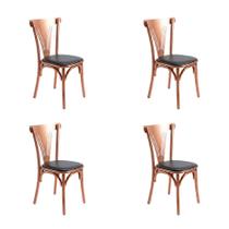 Kit 4 Cadeiras Paris Luxo Estrutura Aço Cobre Resistente Moderna para Mesa de Jantar - Cobre/preta